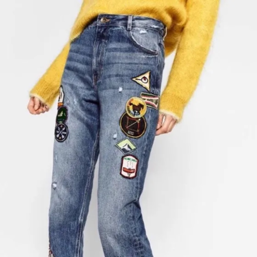 Zara  Patched Slim Jeans